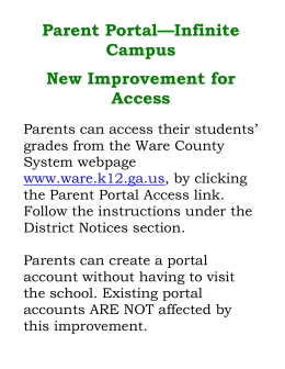 Parent Portal—Infinite Campus