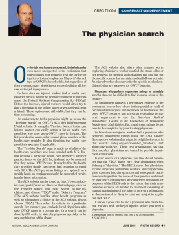 Compensation Department The physician search