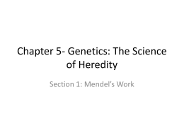 Chapter 5- Genetics: The Science of Heredity
