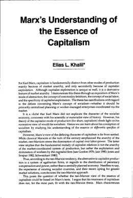 Marx`s Understanding of the Essence of Capitalism