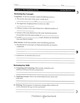 Chapter 2 The Chemistry of Life Section Review 2