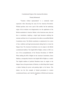 Constitutional Origins of the American Revolution Wamiq Mohammad