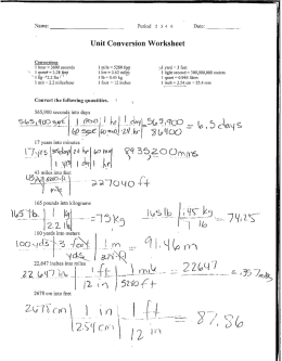 Unit Conversion Worksheet