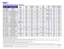 2016 FedEx Holiday Service Schedule