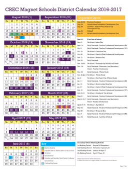 CREC Magnet Schools District Calendar 2016-2017