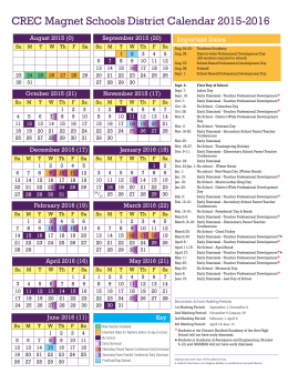2015-16 CREC Magnet Schools District Calendar