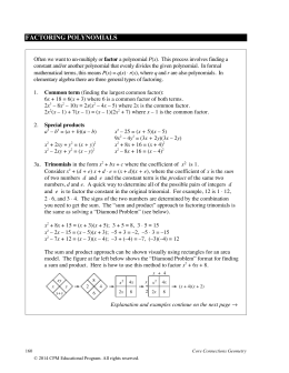Factoring Polynomials - CPM Educational Program