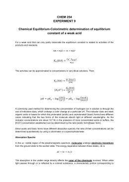 CHEM 254 EXPERIMENT 9 Chemical Equilibrium
