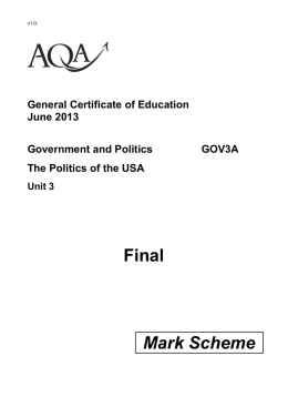 A-level Government and Politics Mark scheme Unit 03A
