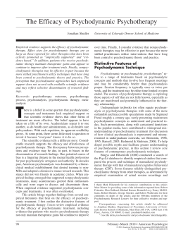 The Efficacy of Psychodynamic Psychotherapy