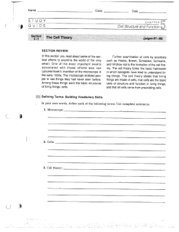S T U D Y CHAPTER 6 U l D E Cell Structure and Function t%