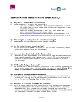 Rockwell Collins onsite biometric screening FAQs