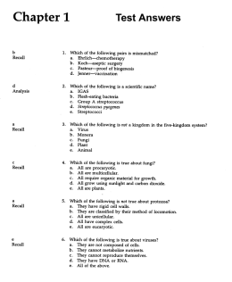 Chapter 1 Test Answers