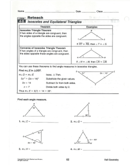 Geom 4-8 Reteach Isosceles and Equilateral Triangles