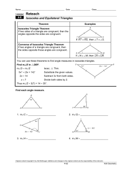4-8 Isosceles and Equilateral Triangles