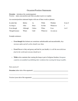 Occasion/Position Statements