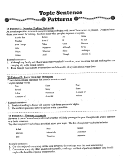 TS Pattern #1: Occasion [Position Statements