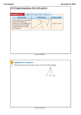 4-5 Triangle Congruence: ASA, AAS, and HL