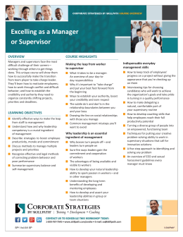 Excelling as a Manager or Supervisor