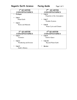 Regents Earth Science Pacing Guide