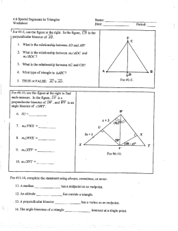 4.6 Special Segments in Triangles Worksheet