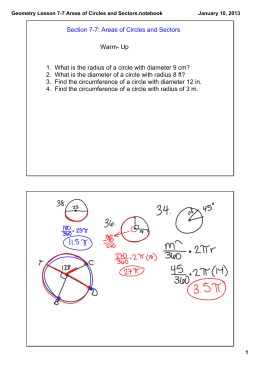 Geometry Lesson 7-7 Areas of Circles and Sectors.notebook