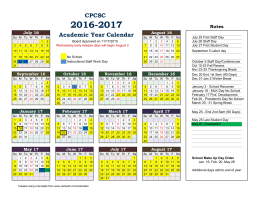 CPCSC Calendar