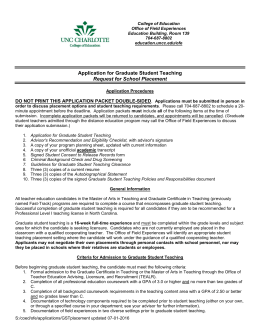 Application for Graduate Student Teaching Request for School