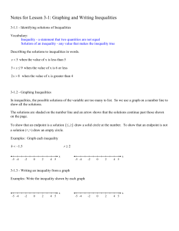 Notes for Lesson 3-1: Graphing and Writing Inequalities