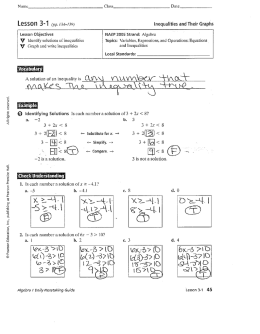 LESSON 3`1 (pp. 134-139) inequalities and Their Graphs