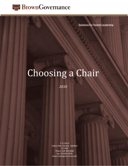 Choosing a Chair - Brown Governance