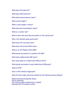 What does HIV stand for? What does AIDS stand for? What does