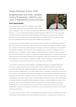 Hayes-Robinson lecture 2008 Enlightenment and Faith: Debates
