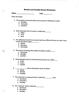 Mendel and Heredity Review Worksheet