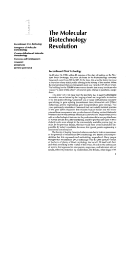 Recombinant DNA Technology Emergence of Molecular
