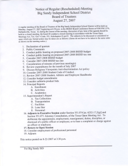 Notice of Regular (Rescheduled) Meeting Big