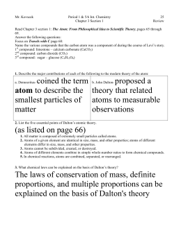 atom to describe the smallest particles of matter theory that related