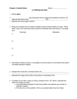 Chapter 4 Guided Notes Name: 4.1 Defining the Atom 1. Define