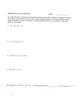Rational Root Theorem Worksheet Name