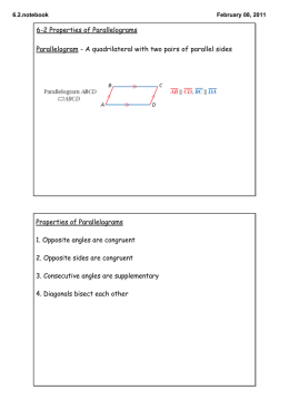 6-2 Properties of Parallelograms Parallelogram