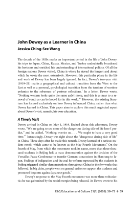 John Dewey as a Learner in China - Purdue e-Pubs