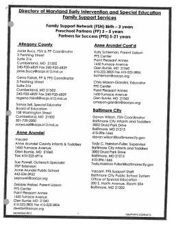 Page 1 Directory of Maryland Early Intervention and Special