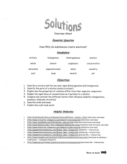 Mixtures and Solutions - Brandywine School District