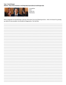 Topic: Ronald Reagan Website: http://www.ducksters.com/biography