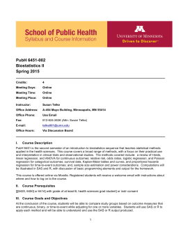 PubH 6451-002 Biostatistics II Spring 2015