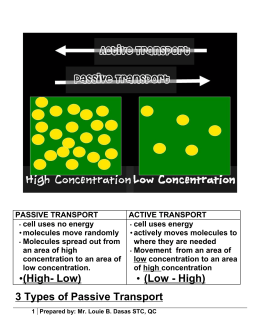 •(High- Low) • (Low - High) 3 Types of Passive Transport