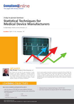 Statistical Techniques for Medical Device Manufacturers