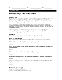 Laboratory Skills 1 Recognizing Laboratory Safety