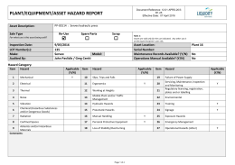 PLANT/EQUIPMENT/ASSET HAZARD REPORT