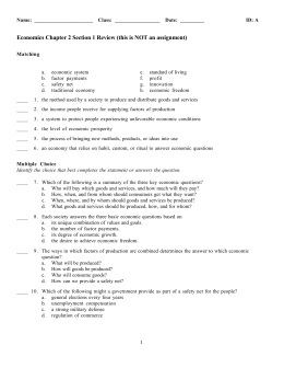 Economics Chapter 2 Section 1 Review (this is NOT an assignment)